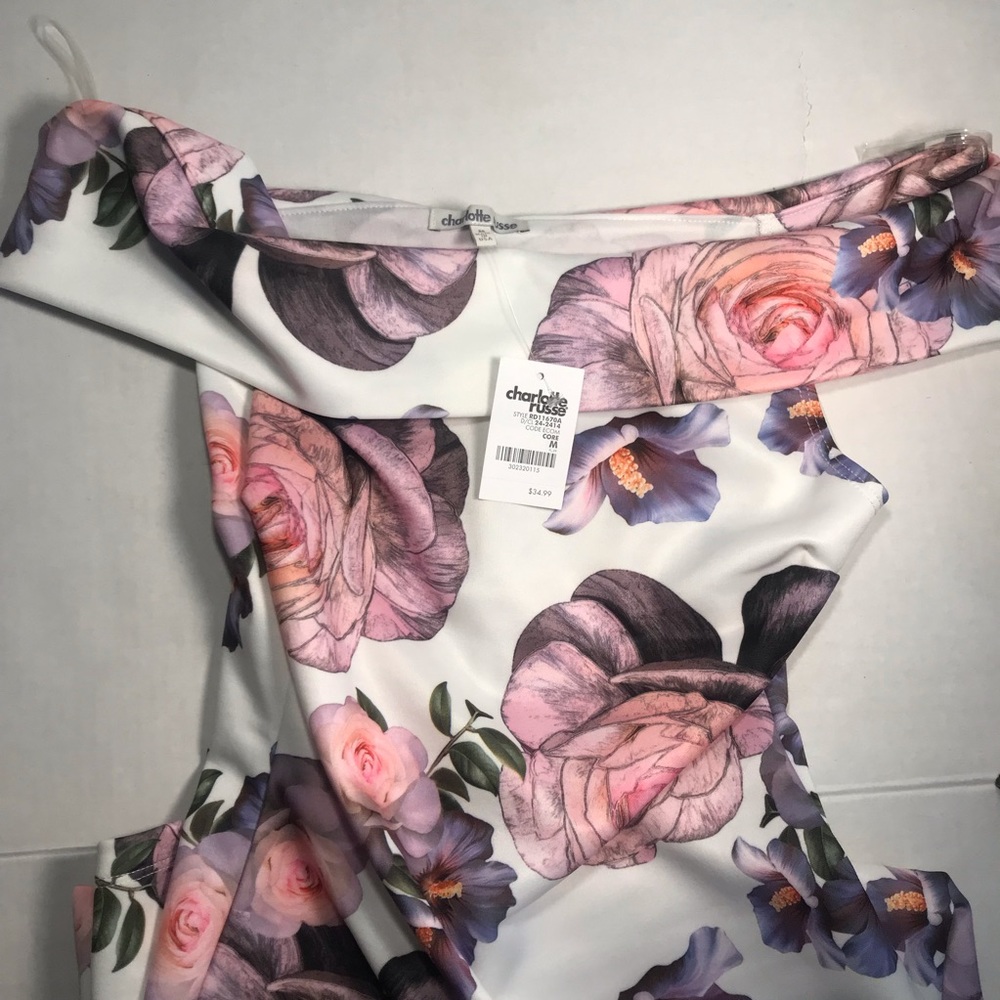 Charlotte Russe Floral Midi Dress Medium - Picture 3 of 6